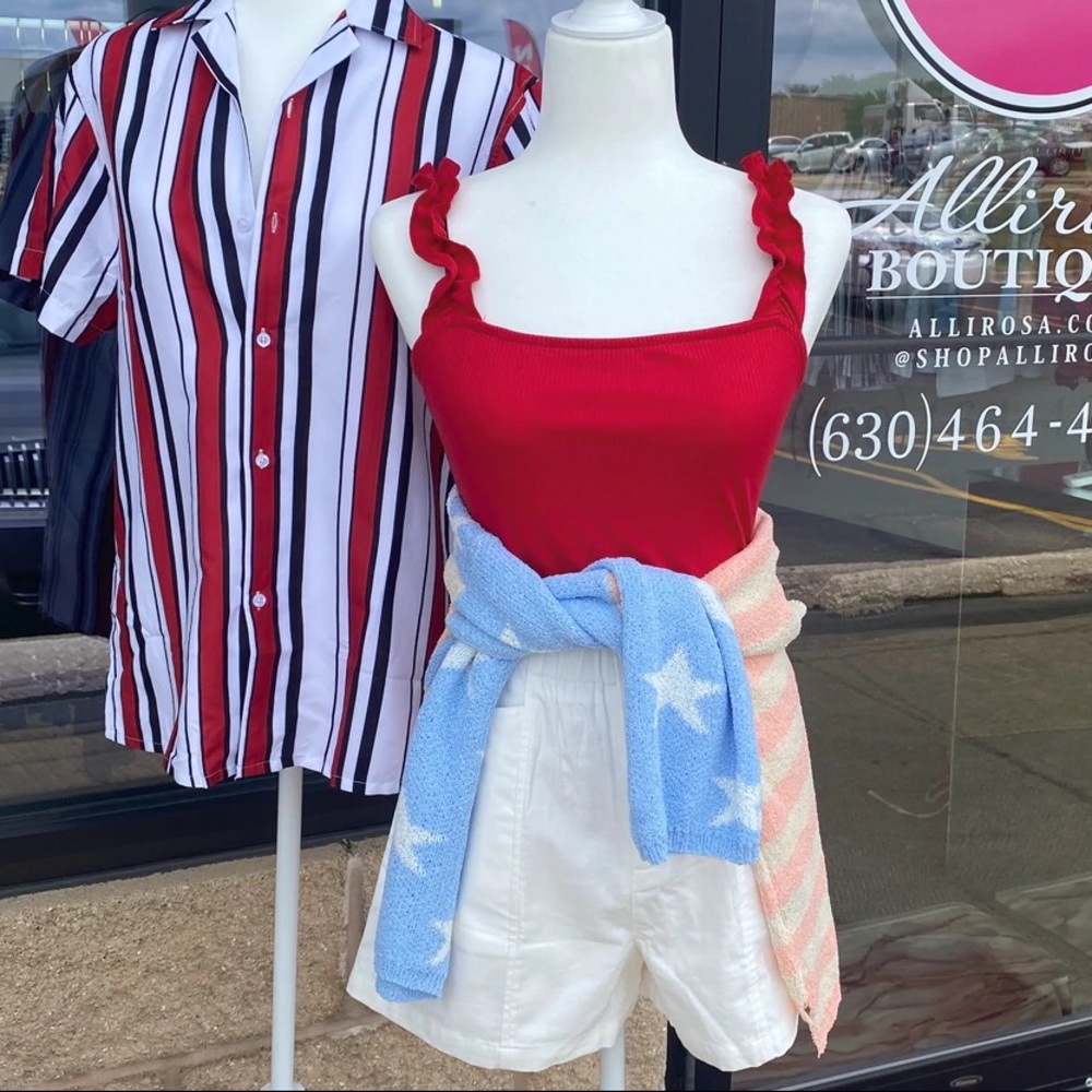 Red frill bodysuit